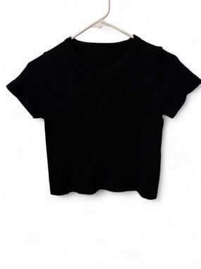 Splash Black Cropped Tee - Short Sleeve Crew